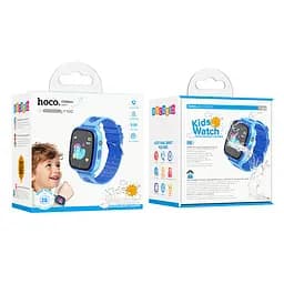 Дитячий cмарт-годинник Hoco Y100 36mm SIM 2G 400 mAh IP65 блакитний - мініатюра 2