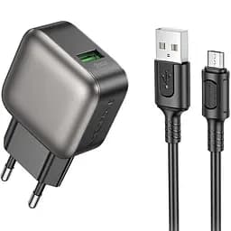 МЗП Borofone BAS52A Absolute QC3.0 18W (1USB-A) + кабель USB to MicroUSB Black