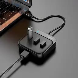 Hub адаптер Hoco Easy 4-in-1 converter HB31 (Type-C to Usb2.0x4) (L=0.2M) - мініатюра 6
