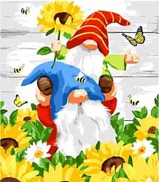 Набор для росписи по номерам Пара гномиков, на цветном фоне, 40x50 см, MZ065