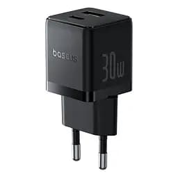 Швидкий зарядний комплект із кабелем Baseus Palm Fast Charger C+U 30 W EU Cluster Black - мініатюра 2