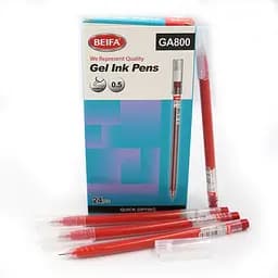 Ручка гелевая Beifa, 0.5 мм, быстро высыхает, красная, 24 шт.