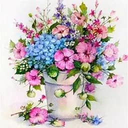 Алмазная вышивка алмазна мозаика на подрамнике Горщик квітів 30*30 см