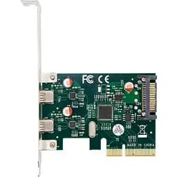 Плата расширения Frime PCI-E x4 2xType-C 3.1 Gen2 чип ASM1142 питание SATA ECF-PCIEtoUSB009.LP