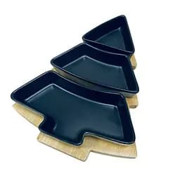 Менажница 26x15x5 см на подставке Olens 8030-389 на 3 секции елка Черный