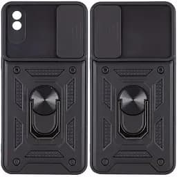 Ударостойкий чехол Camshield Serge Ring для Xiaomi Redmi 9A Черный, TPU+PC, Шторка на камеру