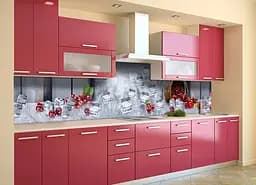 Кухонний фартух самоклеючий Крижана Вишня для кухні наклейка ягоди лід сірий 60х200 см Happy Pocket Z180383