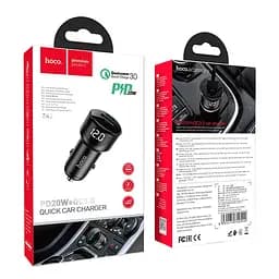 Автомобільний зарядний пристрій Hoco Z42 Light road dual port digital display PD20W + QC3.0 car charger Чорний - мініатюра 3