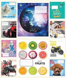 Зошити учнівські 12 аркушів лінія Тверда 32102 МІКС 8, 25 шт. в упаковці