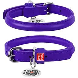 Нашийник для собак Waudog Glamour шкіряний з QR паспортом, круглий, XS, Д 8 мм, Дов 25-33 см (4820152565334)