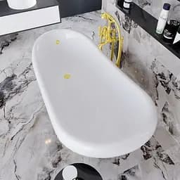 Ванна окремостояча матова Amidicon Symphony 167x78 чорна з литого каменю золоті ніжки SYMFONIYA_167_g_BLACK_MAT, Чорний матовий - мініатюра 3