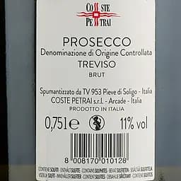 Вино ігристе Coste Petrai Prosecco Treviso Brut, біле, брют, 0,75 л - мініатюра 3