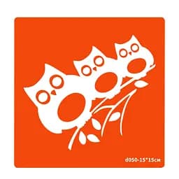 Трафарет для био-тату Совы Fresh Tattoo d050-15*15см, размер 15х15см