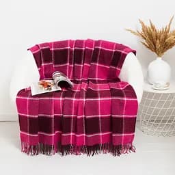 Плед вовняний Vladi Палермо 140x200 лілово-малиново-білий 7