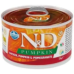 Вологий корм для дорослих собак міні-порід Farmina N&D Grain Free Pumpkin Chicken, Pumpkin&Pomegranate Adult Mini, гарбуз, курка та гранат, 140 г - мініатюра 2