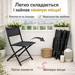 Стілець садовий 4Points Plico розкладний, чорний - мініатюра 5