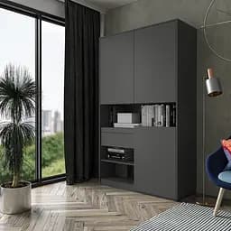 Шкаф для вещей с открытыми полками и выдвижным ящиком BLUM FHRS-1 Антрацит