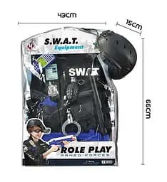 Набор полицейского S 012 A, каска, пистолет, автомат, граната, наручники, рация, в пакете (6981815401227)