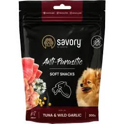 М'які ласощі для собак Savory з антипаразитарним ефектом тунець та дикий часник 200 г (31324)