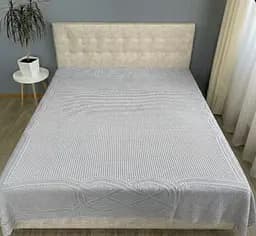 Натуральная муслиновая простыня 200x230 см — дышащая мягкая хлопковая простыня серая