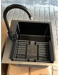Мийка кухонна Kraft Handmade HS6545-B + кошик 650х450х230х3 мм Чорний 30412 - мініатюра 4