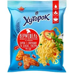Вермишель быстрого приготовления Хуторок со вкусом курицы с овощами острая 90 г
