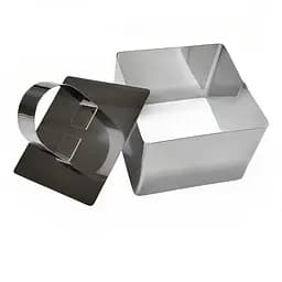 Квадратна форма з виштовхувачем для викладки/вирубки салатів та гарніру з нержавіючої сталі 8.3x8.3 см, Kitchen Master Металлик 85428