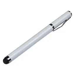 Стилус емкостный, с шариковой ручкой, металлический, белый.