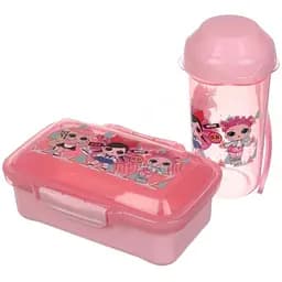 Ланч-бокс детский Laprida Лол розовый пищевой пластик + бутылка 64-21-1929