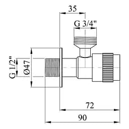 Кран приладовий Kroner KRP Edelstahl Klassisch - ESG102 1/2"х3/4" ЗЗ (CV022975) - мініатюра 5