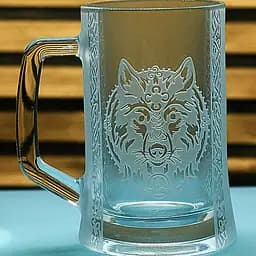 Пивний келих 660 мл Руни Вовк з гравіюванням, подарунок для фаната  скандинавського стиля