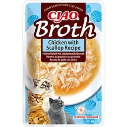 Влажный корм для кошек Inaba Ciao Churu Broth с тушеной курицей и гребешком в бульоне 40 г