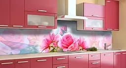 Кухонний фартух Рожеві Троянди Відображення вінілові для кухні 65х250 см квіти Блакитний Happy Pocket Z183645 - мініатюра 3