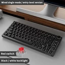 Ігрова механічна клавіатура Ajazz Ak820 / Дротове підключення / Side Engraved / Red Switch / Black - мініатюра 2