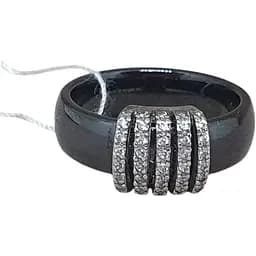 Срібне кільце Aurora з керамікою і фіанітами. С1120Ч 19