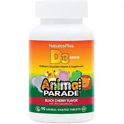 Вітаміни та мінерали NaturesPlus Animal Parade Vitamin D3 90 жувальних таблеток Вишня