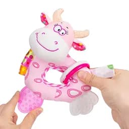 Погремушка H168251-3ABC животная мягкая с прорезывателем 18*5*15 Коровка