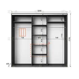 Шафа-купе Idea серія 6 220 x 60 x 210 см Антрацит - мініатюра 2
