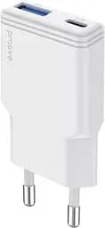 Зарядное устройство Proove Slender Type-C + USB 30 Вт, белое (WCSL30110002)