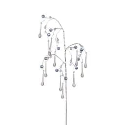 Гілочка декоративна Yes! Fun Кристали-краплі Намистини сірі 60 см біла (973917)