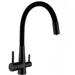 Змішувач для кухні на дві води із силіконовим виливом Mixxus SUS-021 Black MI6214 Чорний матовий