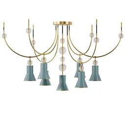 Люстра ARCH 7U, PikArt арт. 12894 Золотий/синьо-зелений