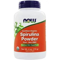 Натуральная добавка NOW Spirulina Powder Certified Organic, 113 грамм