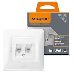 Розетка Videx Binera CAT6+CAT6 подвійна комп'ютерна біла (VF-BNSK2PC6-W)