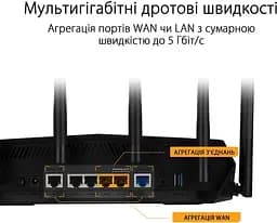 ASUS Маршрутизатор TUF-AX6000 4xGE LAN 1x2.5GE LAN 1x2.5GE WAN 1xUSB3.2 MU-MIMO OFDMA MESH gaming AURA RGB - мініатюра 8
