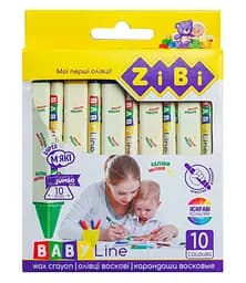 Карандаши восковые jumbo, 10 цветов, треугольные, Baby Line