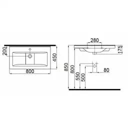 Раковина Idevit Hera 45x80 0201-0805, Білий - мініатюра 2