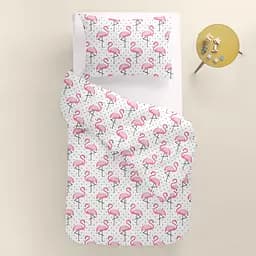 Дитяча постільна білизна в ліжечко FLAMINGO, рожевий (FlamingoDotsGrey_30RoseLight_140) - мініатюра 2