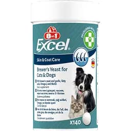 Вітаміни 8in1 Excel Brewers Yeast для собак і котів, пивні дріжджі з часником, для шкіри та шерсті, 140 шт