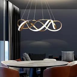 Золота люстра із двома хвилеподібними кільцями d70 см | Арт. Y 405-700+700 GD | Line F